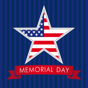 Memorial Day with star in national flag colors. Memorial day USA star